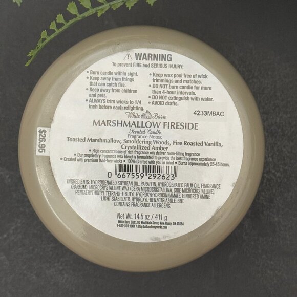 BBW Marshmallow Fireside White Barn Bath & Body Works 3 Wick Candle - Picture 10 of 10